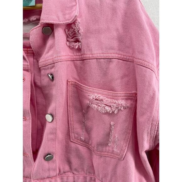 Blue B Collection Boutique Pink Short Denim Jacket Size S/M NEW WITH TAGS - Picture 4 of 10